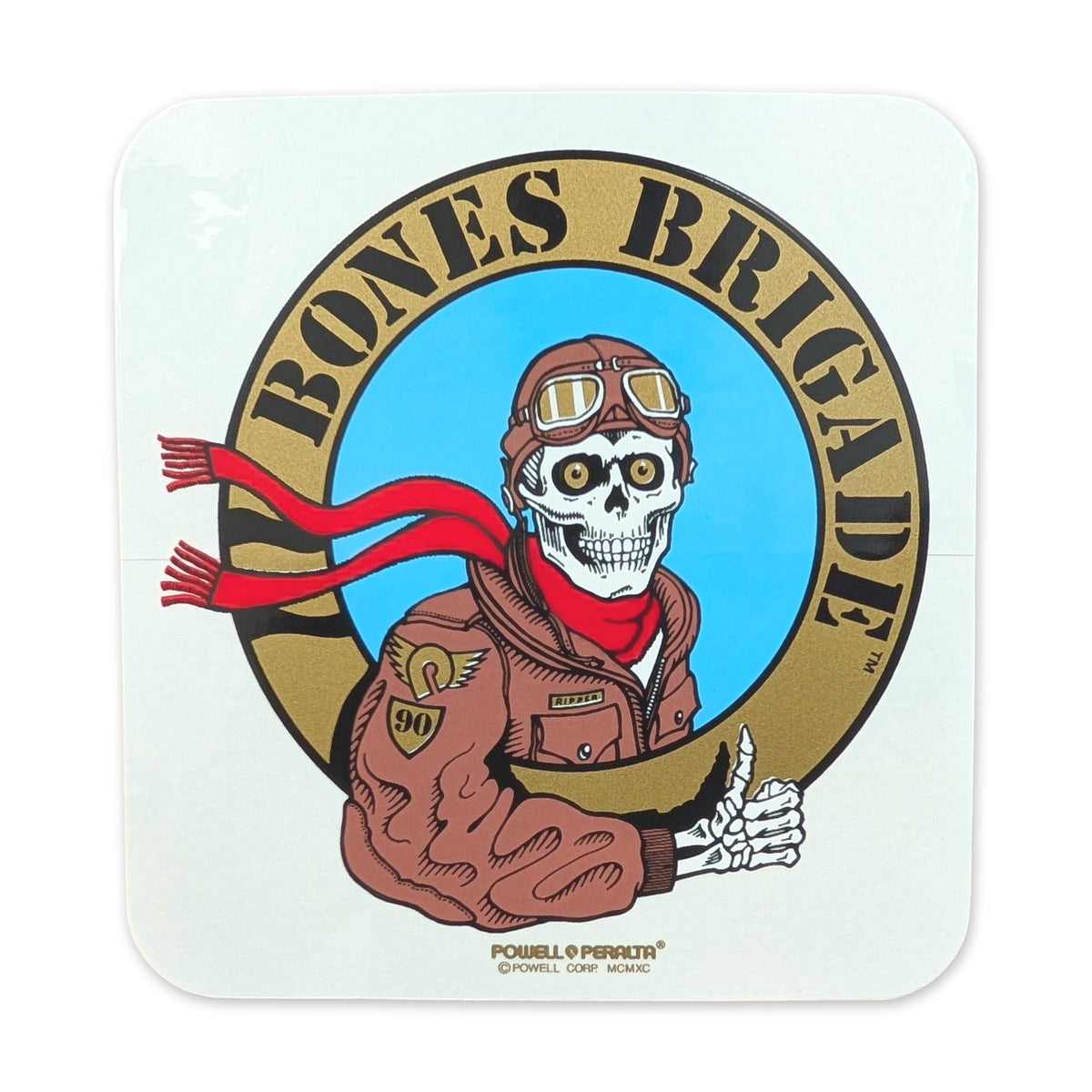 Powell Peralta Bones Brigade Ripper Pilot Sticker, Gold
