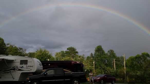 The rainbows (God's promise) still follow us.